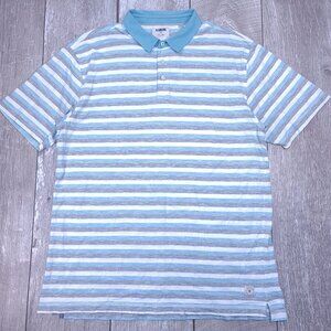 Linksoul Mens Golf Polo Shirt SIze XL Blue Stripe Cotton Short Sleeve Stretch